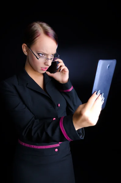 Woman With Tablet Computer and Phone — Stock Photo, Image