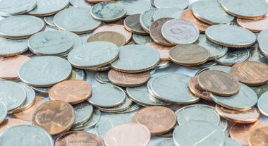 bizim paraları, çeyrek, dimes, nickels ve pennies yakın çekim 