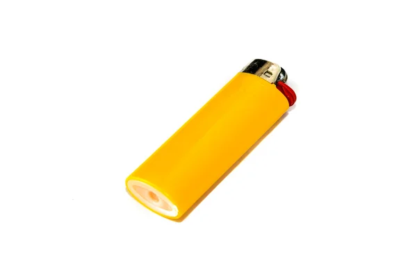 Жовтий запальничка ізольована на білому тлі — стокове фото