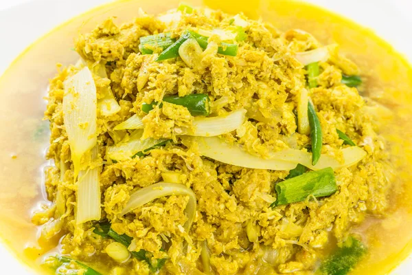 Mieszać smażone mięso kraba z curry w proszku — Zdjęcie stockowe