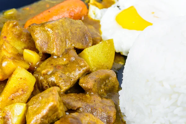 carne y huevos fritos al curry arroz, cocina japonesa