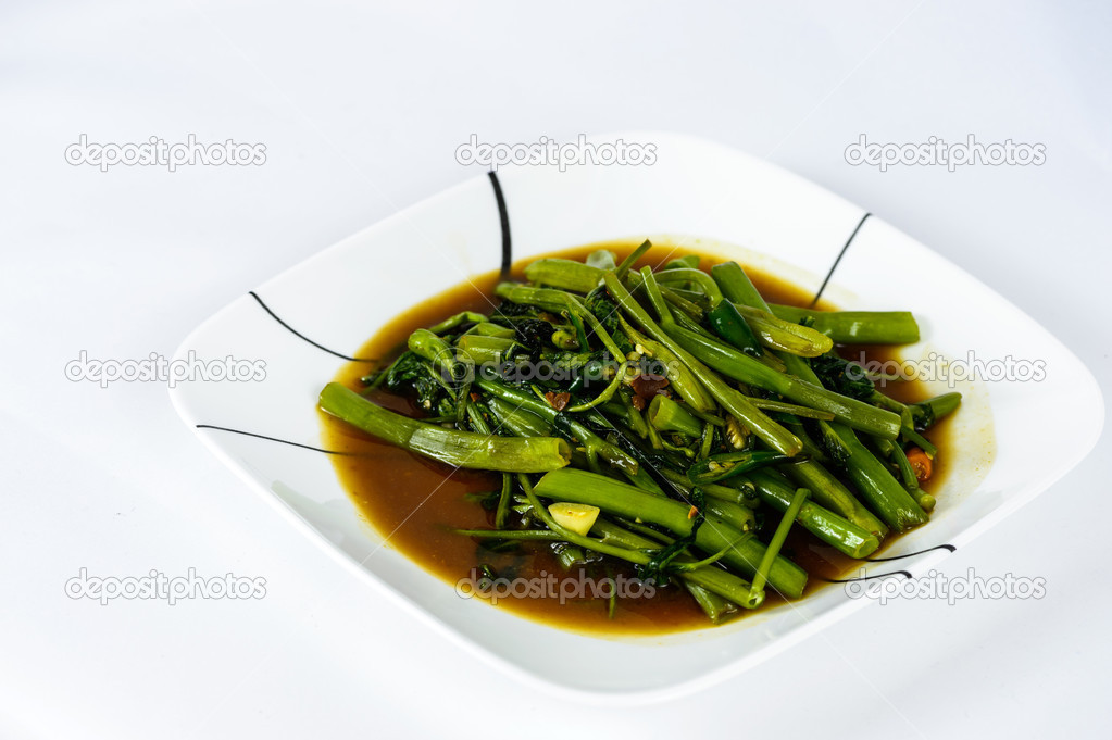 Stir Fried Water Spinach , Thai food