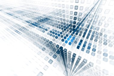 Abstract blue on white 3d rendering of technology digital network and data background