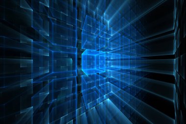 Mavi küplerin ve ışıkların soyut arkaplanı