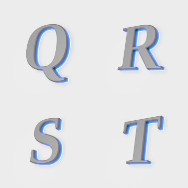 Beyaz arkaplanda parlayan harflerin gösterimi