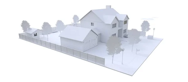 Modern Mooi Huis Cottage Ontwerp Skech Illustratie — Stockfoto