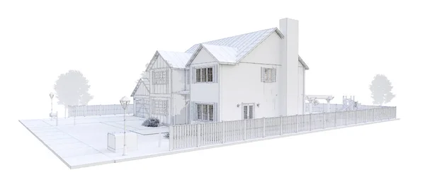 Modern Fehér Gyönyörű Ház Illusztráció — Stock Fotó