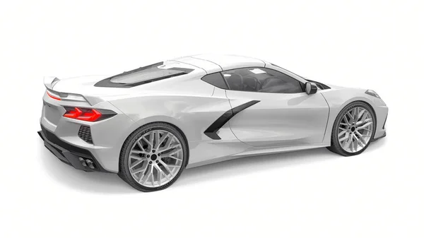 白い背景にスーパースポーツカー 3Dイラスト — ストック写真