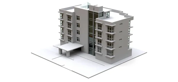 Модель Кондомініуму Білого Кольору Прозорими Окулярами Квартирний Будинок Візуалізація — стокове фото