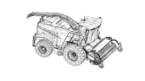 Cosechadora Moderna Sobre Fondo Blanco Resumen Líneas Vectoriales Creativas Conectadas — Archivo Imágenes Vectoriales