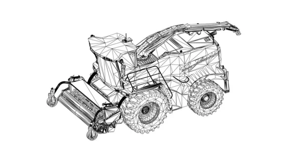 Современный Комбайн Белом Фоне Абстрактные Векторные Линии Связанные Точками — стоковый вектор