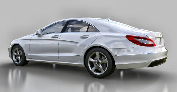 Mercedes Benz Cls Coupe Blanco Sobre Fondo Gris Renderizado — Foto de Stock