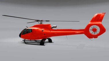 Kırmızı helikopter gri arka planda izole edildi. 3d illüstrasyon