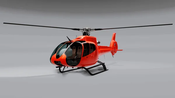 Hélicoptère Rouge Isolé Sur Fond Gris Illustration — Photo
