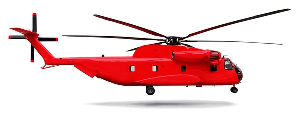 白色背景的救援直升机3D说明 — 图库照片
