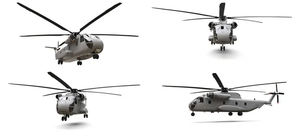Wojskowy Transport Lub Helikopter Ratunkowy Białym Tle Ilustracja — Zdjęcie stockowe