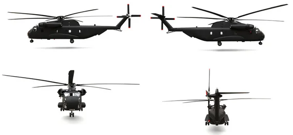 Set Military Transport Rescue Helicopter White Background Illustration — Stockfoto