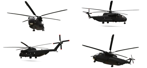 Stellen Sie Militärtransporter Oder Rettungshubschrauber Auf Weißem Hintergrund Ein Illustration — Stockfoto