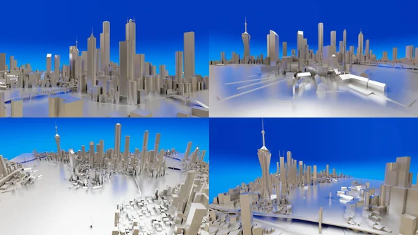 Three-dimensional landscape of the modern city. The huge layout of the metropolis. 3D rendering