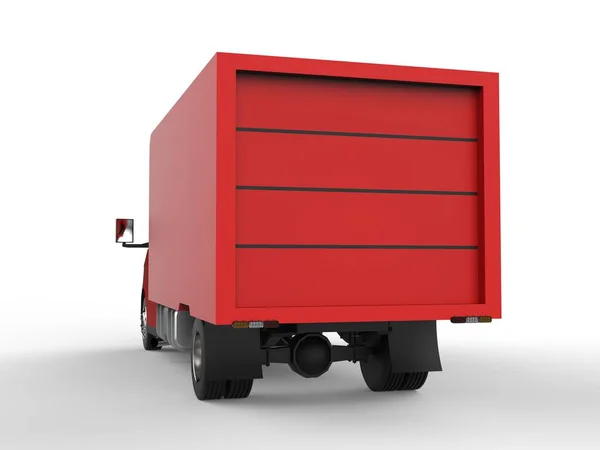 Camião Vermelho Pequeno Serviço Entrega Carro Entrega Bens Produtos Aos — Fotografia de Stock
