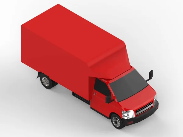 Liten Röd Lastbil Billeverans Leverans Varor Och Produkter Till Försäljningsställen — Stockfoto