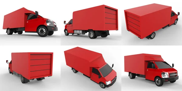 Βάλε Μικρό Κόκκινο Φορτηγό Υπηρεσία Παράδοσης Αυτοκινήτων Παράδοση Αγαθών Και — Φωτογραφία Αρχείου