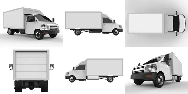 Set Small White Truck Car Delivery Service Delivery Goods Products — Stock Photo, Image