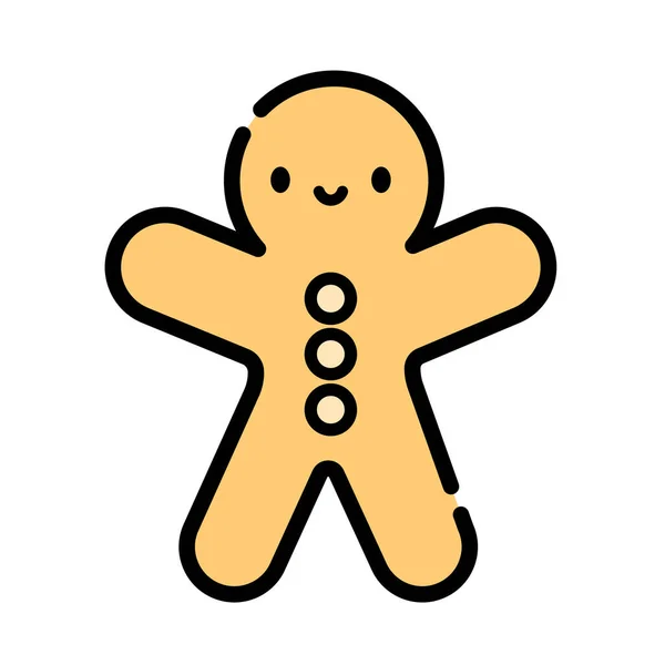 Ícone Gingerbread Man Ilustração Vetorial Linha Plana —  Vetores de Stock