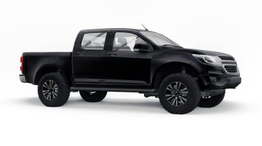 Beyaz arka planda siyah bir pikap. 3d oluşturma