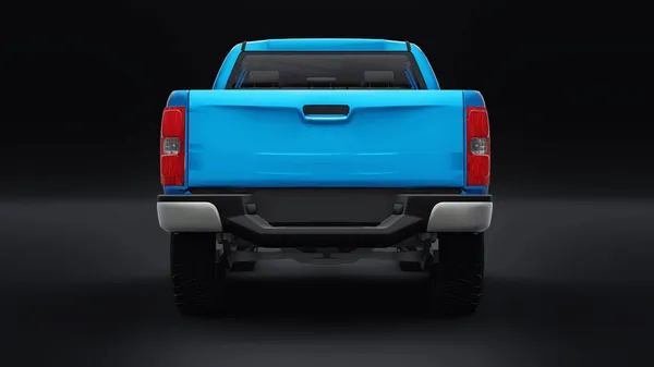 Blue Pickup Car Black Background Rendering — Stock Photo, Image