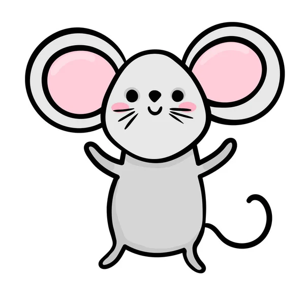 Icône Personnage Mignon Rat Illustration Vectorielle Dessinée Main — Image vectorielle