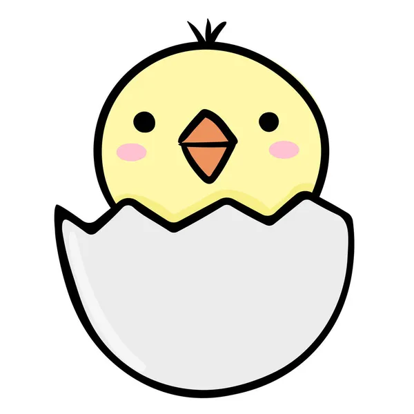 Chick Schattig Karakter Pictogram Handgetekende Vectorillustratie — Stockvector