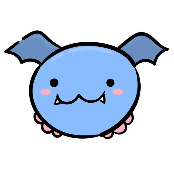 Bat Cute Character Icon Hand Drawn Vector Illustration — Stock Vector