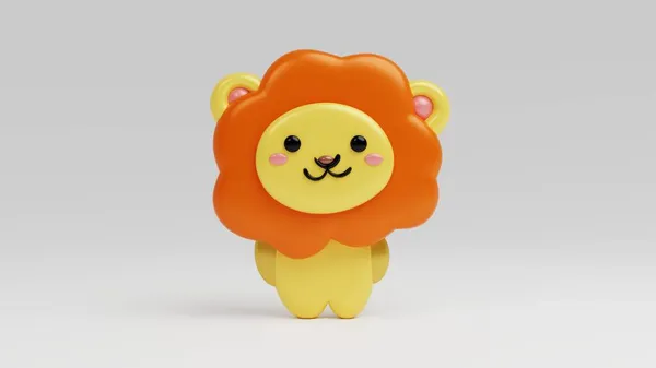 Χαριτωμένος Χαρακτήρας Λιονταριού Απεικόνιση Γελοιογραφία Lion Απόδοση — Φωτογραφία Αρχείου