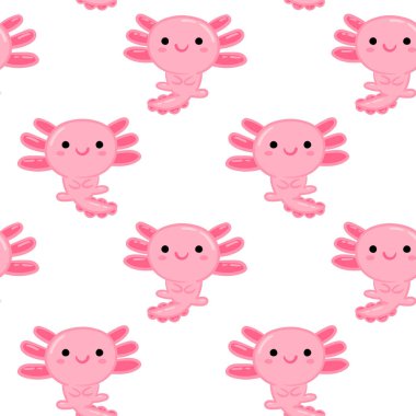 Şirin Axolotl Kusursuz Düzen. Çocuklar, tekstil, kalıp kumaş, duvar kâğıdı gibi renkli vektör arka planı