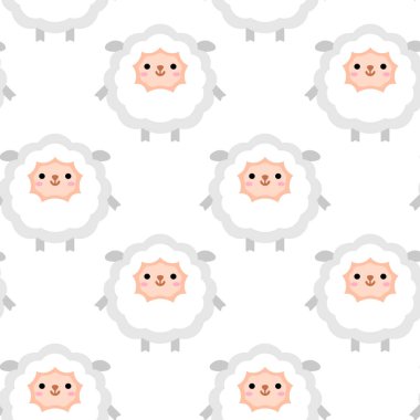 Şirin Koyun Kusursuz Şablon. Çocuklar, tekstil, kalıp kumaş, duvar kâğıdı gibi renkli vektör arka planı