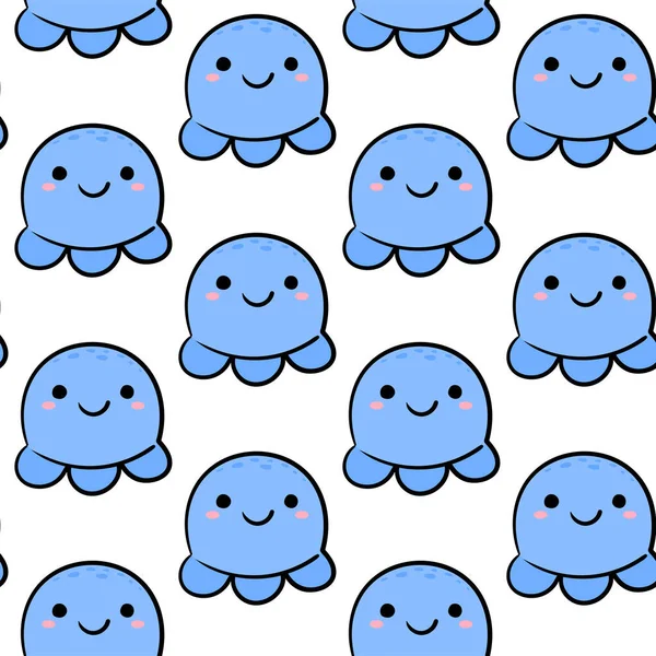Şirin ahtapot kusursuz desen. Karikatür hayvan geçmişi. Çocuklar, tekstil ve kumaş için vektör arkaplan.