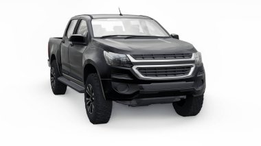 Beyaz arka planda siyah bir pikap. 3d oluşturma