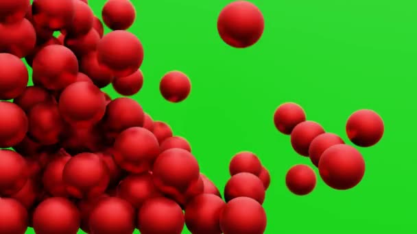 Bolas Rojas Brillantes Caen Caja Llenan Completamente Espacio Simulación Proceso — Vídeos de Stock