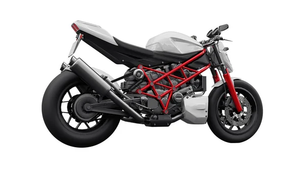 Illustration Moto Sportive Urbaine Rouge Sur Fond Blanc Rendu — Photo