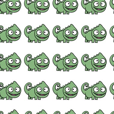 Bukalemun sevimli karakter modeli. El çizimi vektör illüstrasyonu