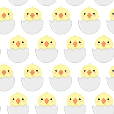 Şirin piliç modeli. Çocuklar, tekstil, desen kumaş, duvar kağıdı için karikatür hayvan arkaplanı