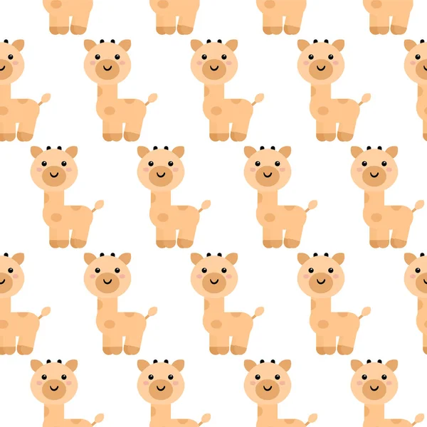 Padrão Girafa Bonito Desenhos Animados Fundo Animal Para Crianças Têxtil — Vetor de Stock