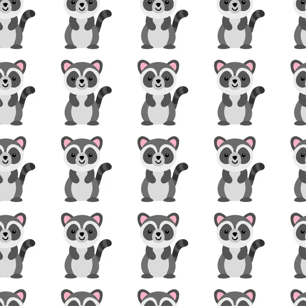 Padrão Guaxinim Bonito Desenhos Animados Fundo Animal Para Crianças Têxtil — Vetor de Stock