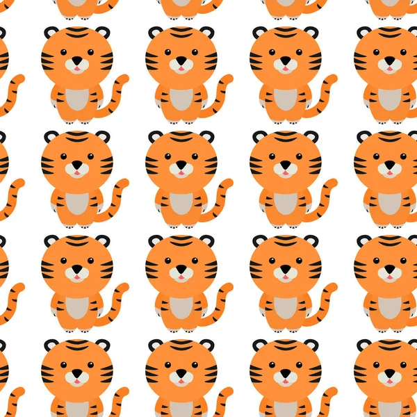 Χαριτωμένο Μοτίβο Τίγρης Κινούμενα Σχέδια Ζώων Φόντο Για Παιδιά Ύφασμα — Διανυσματικό Αρχείο