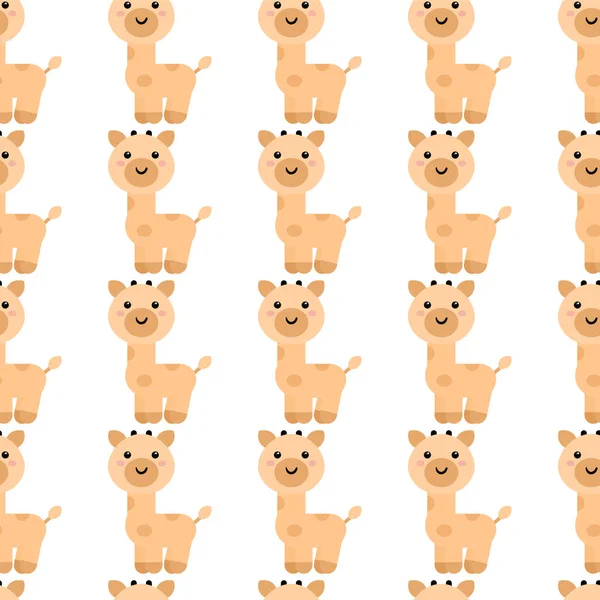 Padrão Girafa Bonito Desenhos Animados Fundo Animal Para Crianças Têxtil — Vetor de Stock