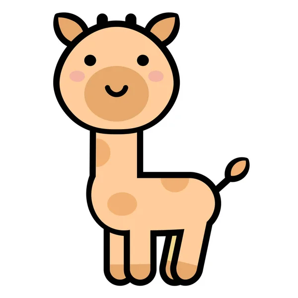 Girafe Icône Personnage Mignon Illustration Vectorielle Dessinée Main — Image vectorielle