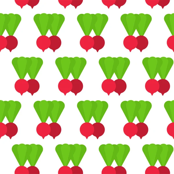 Radishes Seamless Pattern Isolated White Background Vector Illustration Vegetables — Stock Vector
