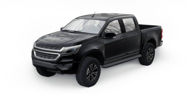 Beyaz arka planda siyah bir pikap. 3d oluşturma