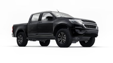 Beyaz arka planda siyah bir pikap. 3d oluşturma